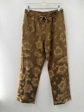 BURU Women’s Le Culotte Printed Brocade Brown Floral Cropped Pants Small EUC